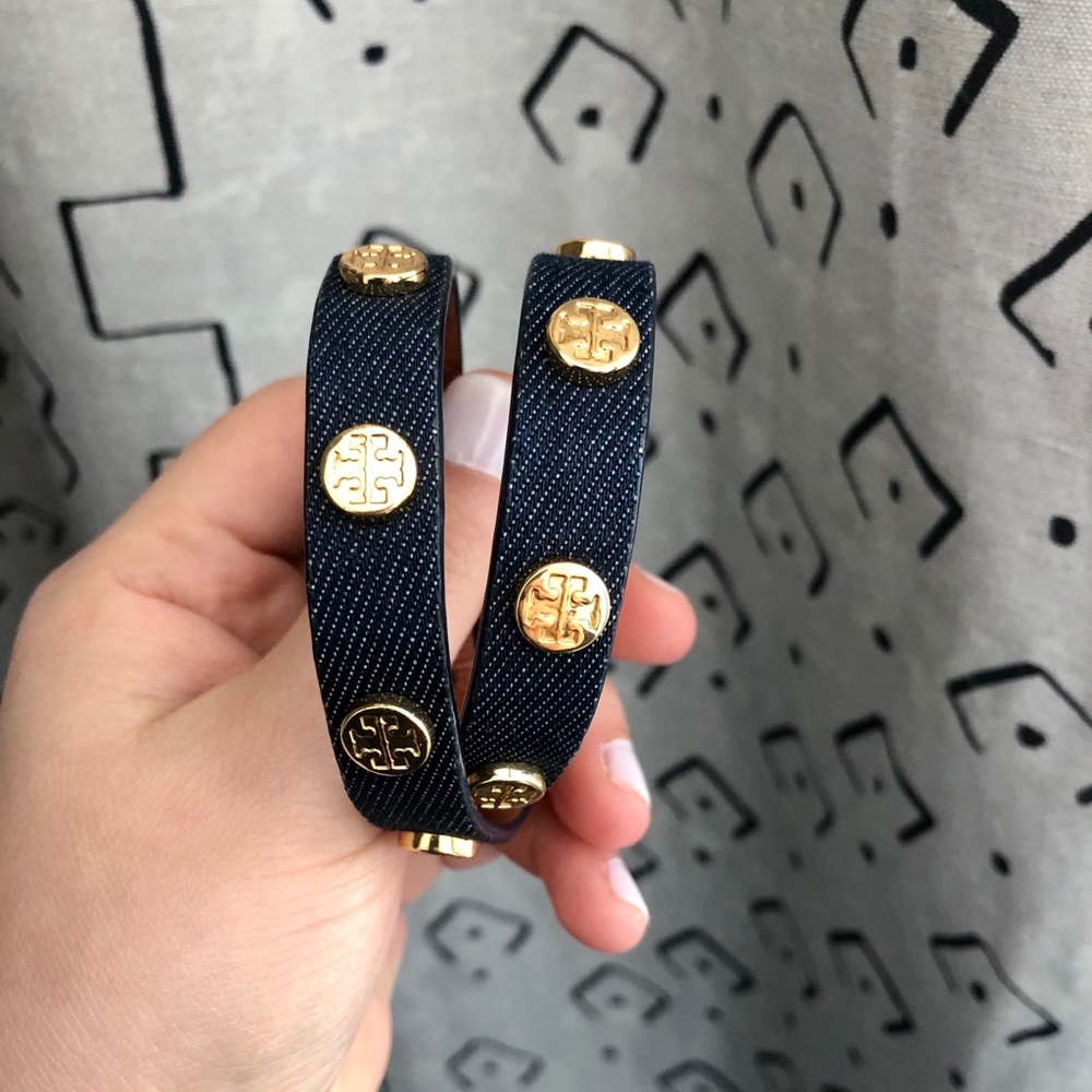 Tory Burch Denim Gold Wrap Bracelet